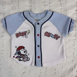 Vintage VTG Baby Snoopy Baseball Shirt 3/6 Months Peanuts Sports